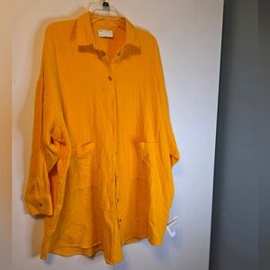 ASOS Curve Bright Yellow Button-Front Oversized Shirt